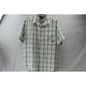 Tony Hawk WHITE & GREEN PLAID Short Sleeve Button Front Shirt Men's size XXL